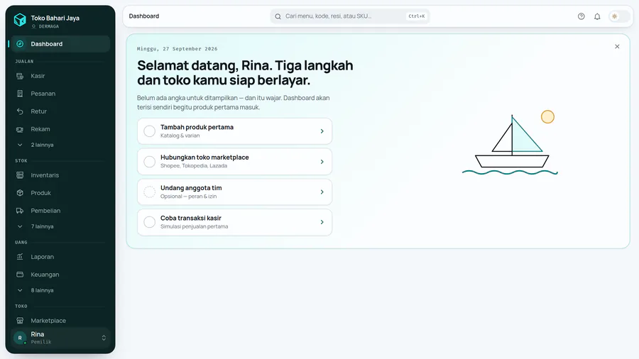 Dashboard toko baru